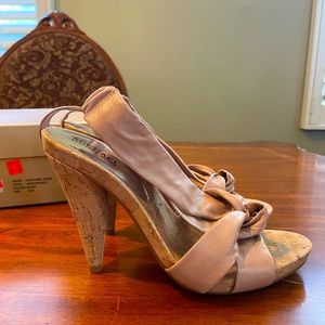 Michael Kors Nude Leather Heel Orchard Sling